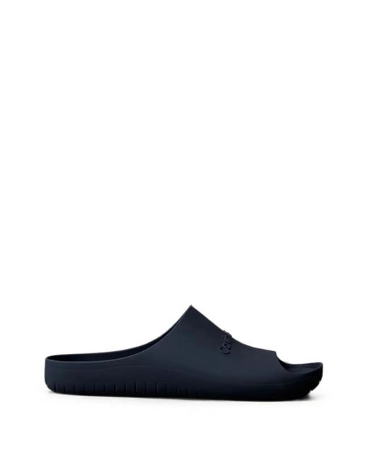 Calvin Klein Blue Claquettes À Logo Embossé for men