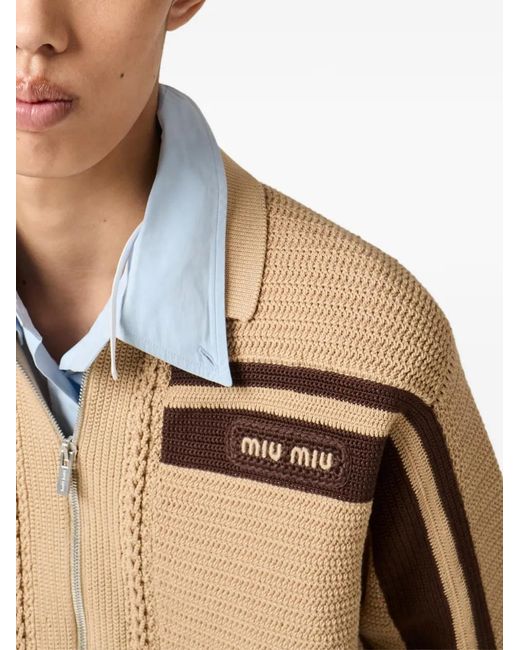 Miu Miu Natural Cotton Crochet Cardigan