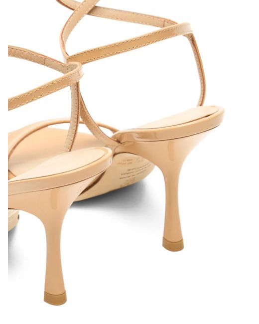 Stuart Weitzman Metallic Nudist Wrap Sandalen Aus Lackleder 100Mm