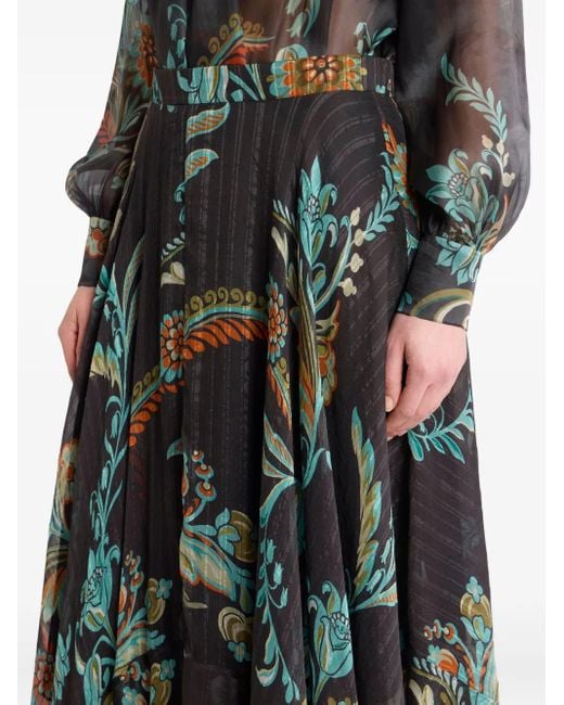 Falda larga con estampado floral Etro de color Black