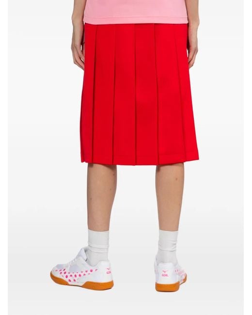Comme des Garçons Red Pleated Midi Skirt