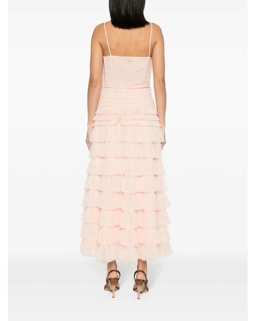 Robe Mi-Longue En Tulle À Volants Twinset en coloris Pink