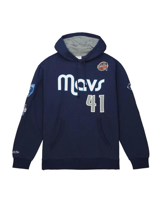 Mitchell & Ness Blue Nba Dallas Mavericks 2023 Dirk Nowitzki Fleece Hoodie for men