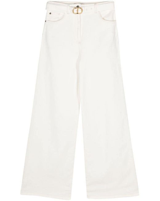 Twin Set Jeans Met Wijde Pijpen in het White