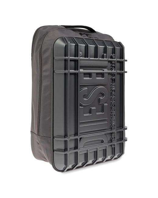 DIESEL Gray Embossed Logo Hard-Shell Backpack