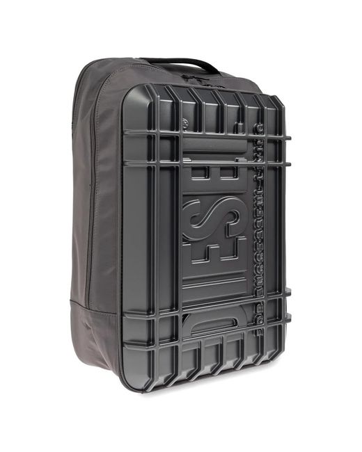 DIESEL Gray Embossed Logo Hard-Shell Backpack
