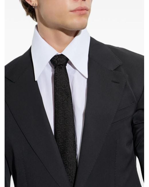 Giorgio Armani Black Logo-Jacquard Tie for men