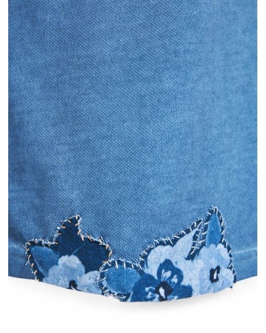 Bob Blue Patchwork Embroidered Polo Shirt for men