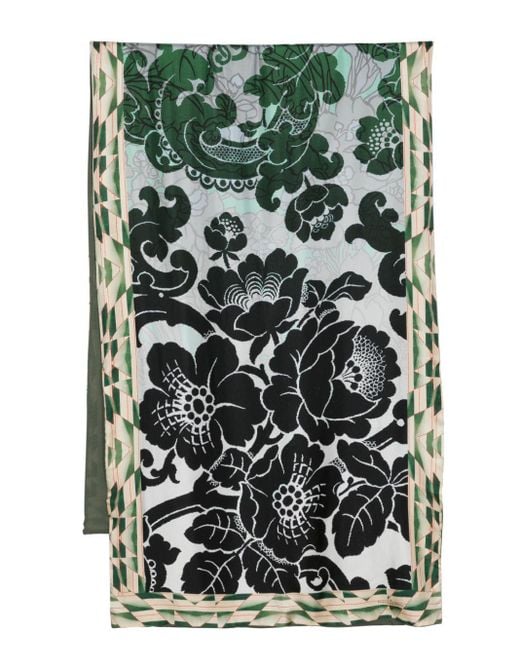 Pierre Louis Mascia Aloesta Floral-print Silk Scarf Green