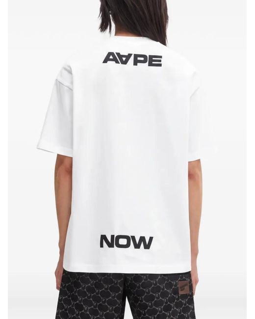 Aape By A Bathing Ape White Logo-Print Short-Sleeve T-Shirt for men