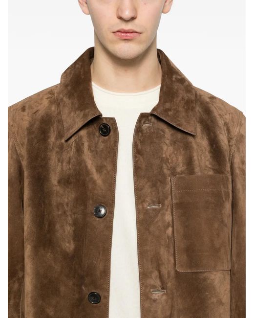 Yves Salomon Brown Buttoned Suede Jacket for men