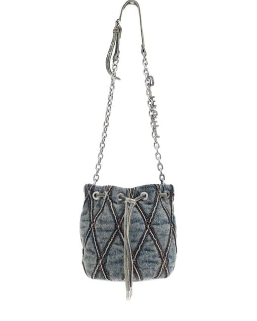 DIESEL White Mini Charm-D Quilted Chain-Strap Bag