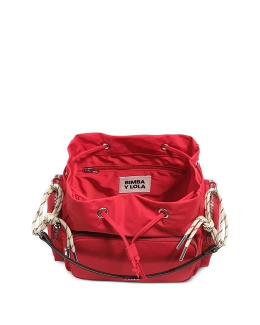 Bimba Y Lola Red Medium Pocket Bucket Bag