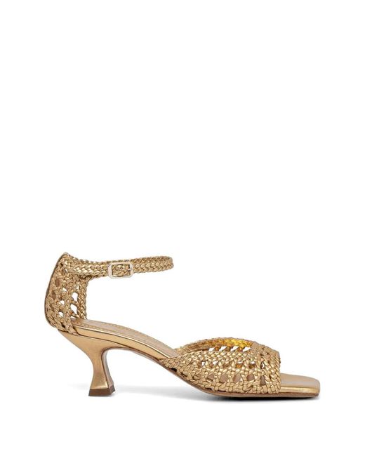 Souliers Martinez Metallic Sandales Veronica En Cuir Tressé