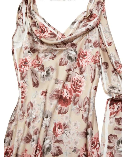 Acne White Draped Floral Print Dress