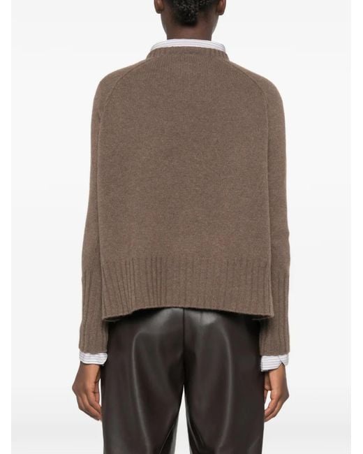 Be You Brown Long-Sleeve Ribbed-Trim Sweater