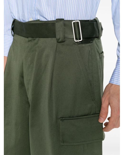 KENZO Green Army Cargo Cotton Shorts for men