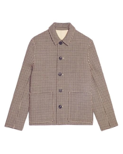 AMI Brown Houndstooth Pattern Single-breasted Jacket - Men's - Polyamide/virgin Wool for men
