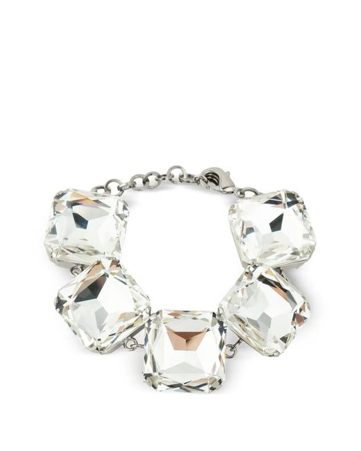Moschino White Crystal-Embellished Bracelet