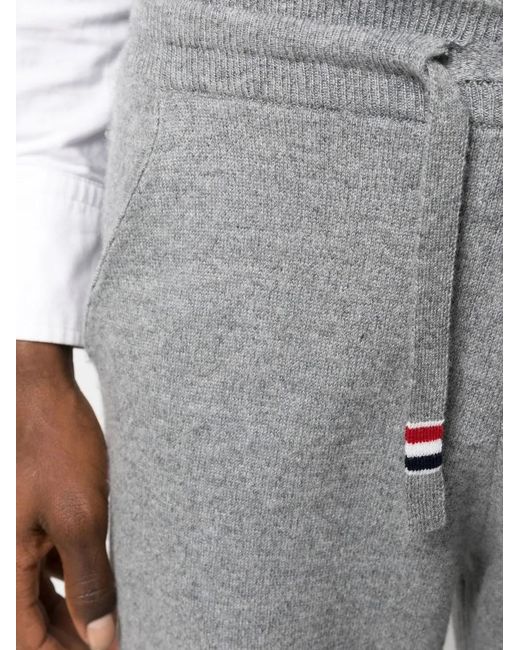 Thom Browne Gray Cashmere Knitted Track Pants for men