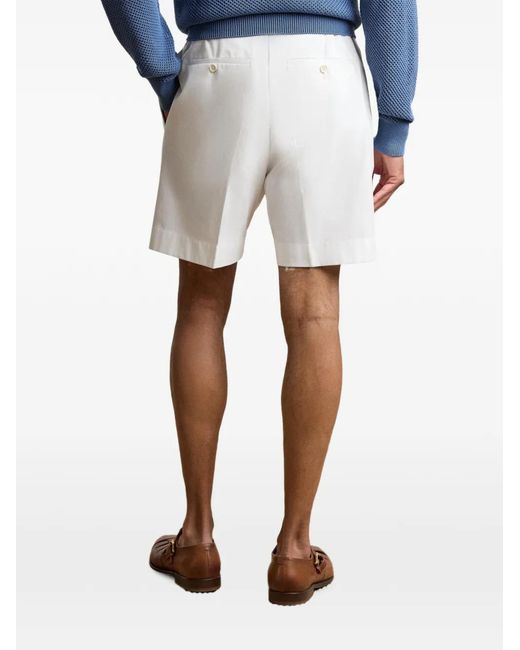 Ralph Lauren White Pleated Tailored Shorts for men