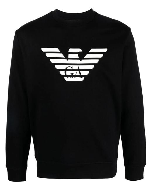 Emporio Armani Black Logo Cotton Sweatshirt for men