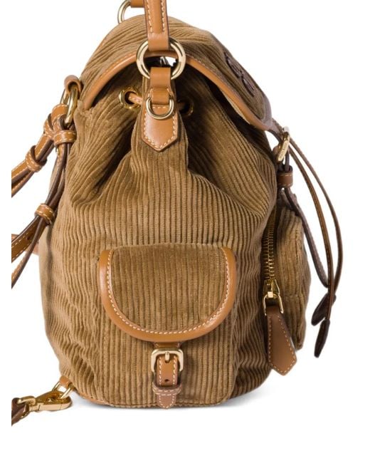Miu Miu Brown Medium Corduroy Cotton Backpack