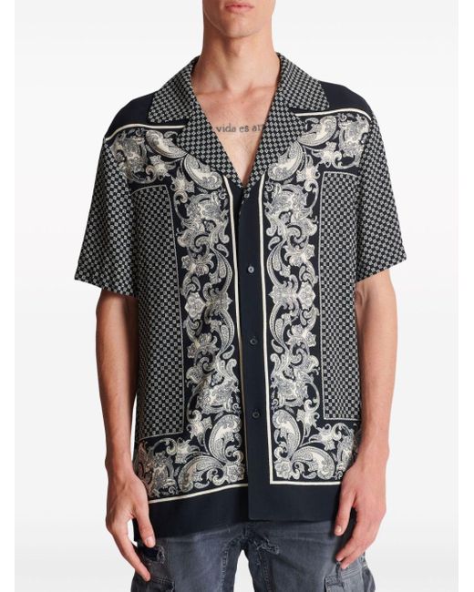 Camisa bowling con estampado de cachemira Balmain de hombre de color Gray