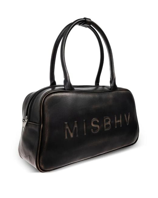M I S B H V Black Embossed-Logo Tote Bag