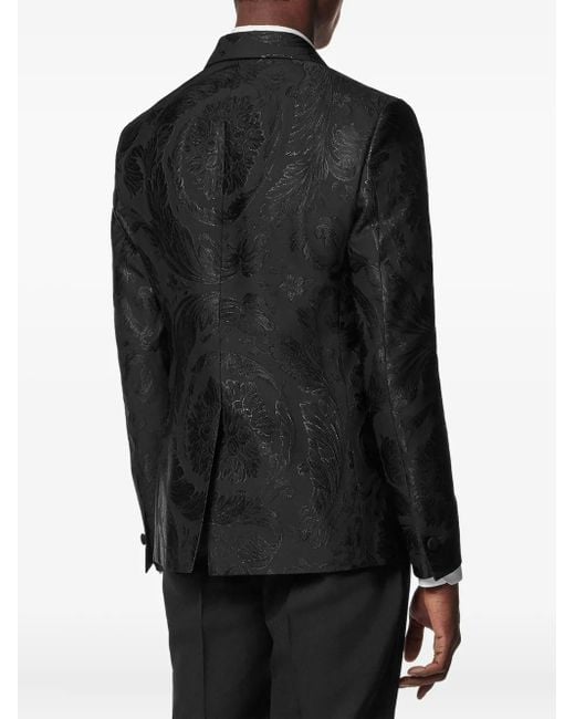 Versace Black Jacquard Wool-Blend Blazer for men