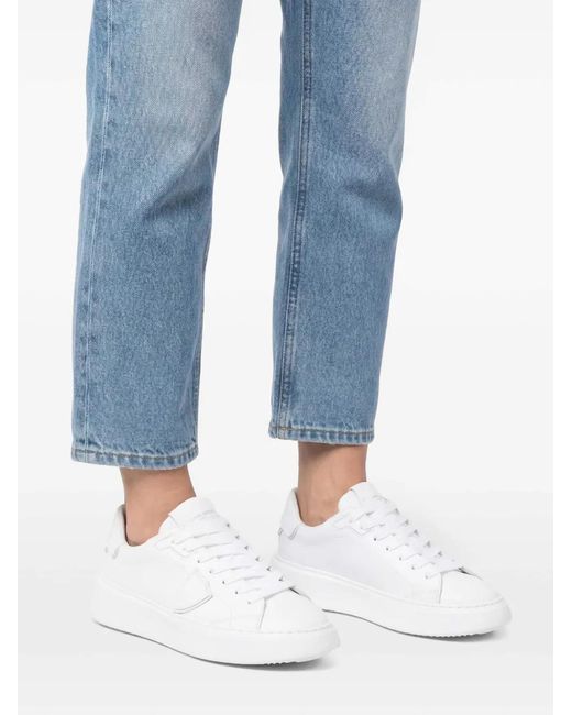 Philippe Model White Side Logo-Patch Sneakers