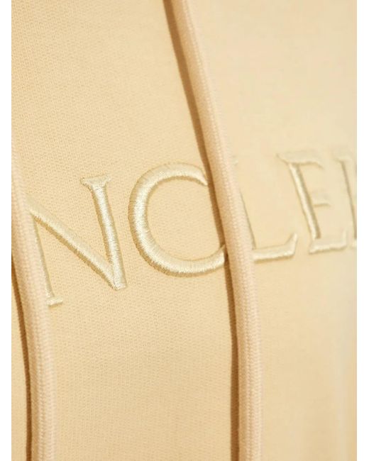 Moncler Natural Logo-Embroidered Cotton Hoodie