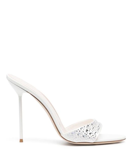 Paris Texas White Holly Love Lidia 105mm Crystal-embellished Mules