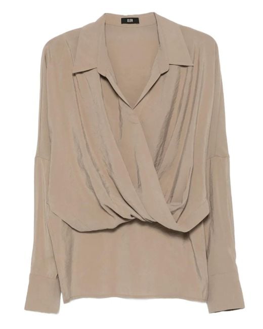 ELEH Natural Wrap-Effect Cotton Blouse