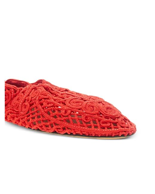Odissi Red Iris Crocheted Woven Ballet Flats