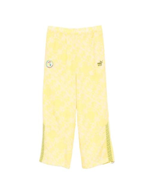 PUMA Yellow Logo-Patch Track Pants for men