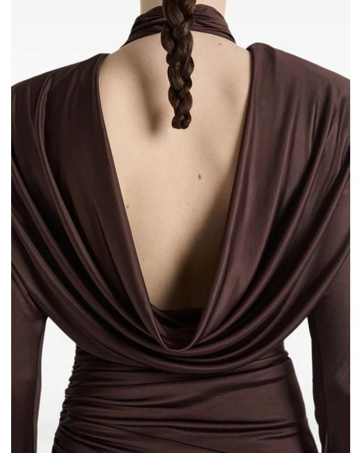 Balmain Brown Long Flowing Jersey Dress