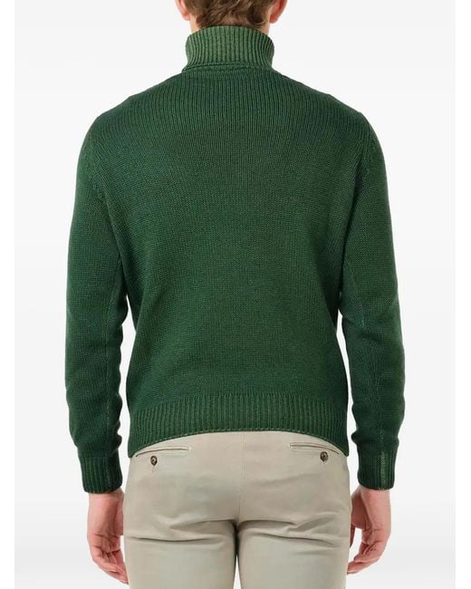 Al Duca D'aosta Green Ribbed-Knit Roll-Neck Sweater for men