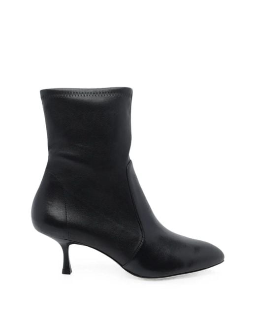 Stuart Weitzman Black Madison Leather Ankle Boots