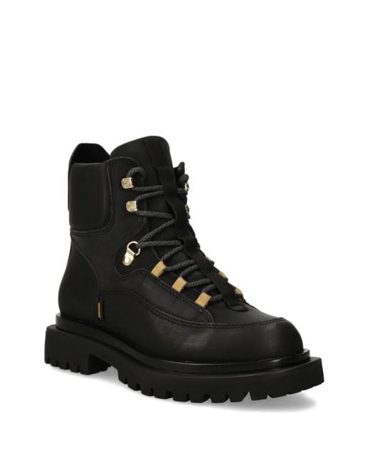 Blauer Black Lace-Up Combat Boots