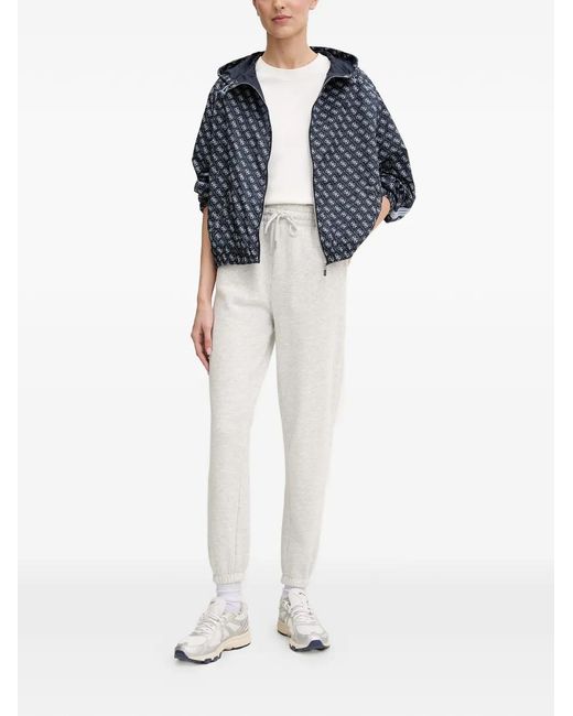 Guess Blue Monogram-Print Hooded Jacket