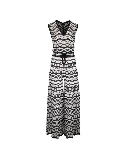 D.exterior White Chevron-Knit Drawstring Jumpsuit
