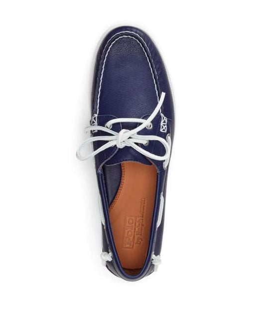 Polo Ralph Lauren Blue Merton Leather Boat Shoes for men