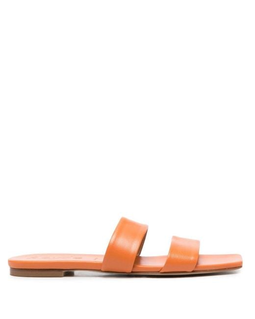 Aeyde Leather Double-strap Flat Sandals in Orange | Lyst UK