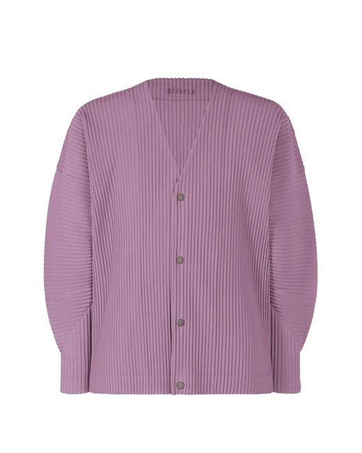 Homme Plissé Issey Miyake Purple Pleated V-Neck Shirt for men
