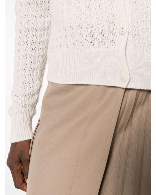 Barrie White V-Neck Cashmere Cardigan