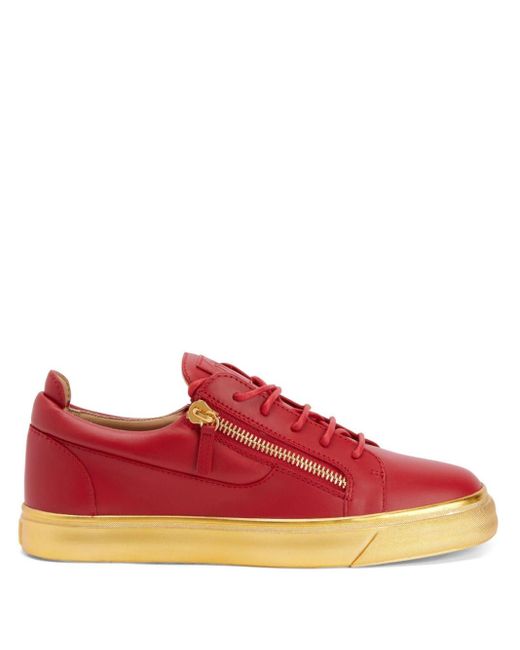 Giuseppe Zanotti Red Frankie Leather Low-top Sneakers for men