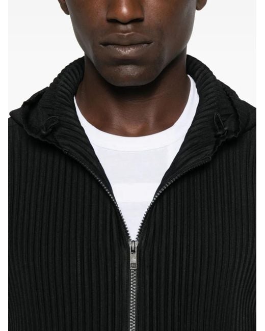 Homme Plissé Issey Miyake Black Homme Plisse' Issey Miyake Pleated Zipped Hoodie for men