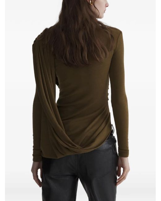 Mugler Black Cascade Sleeves Top