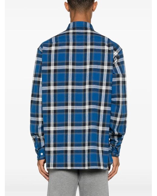 Givenchy Blue Checked Cotton Shirt for men